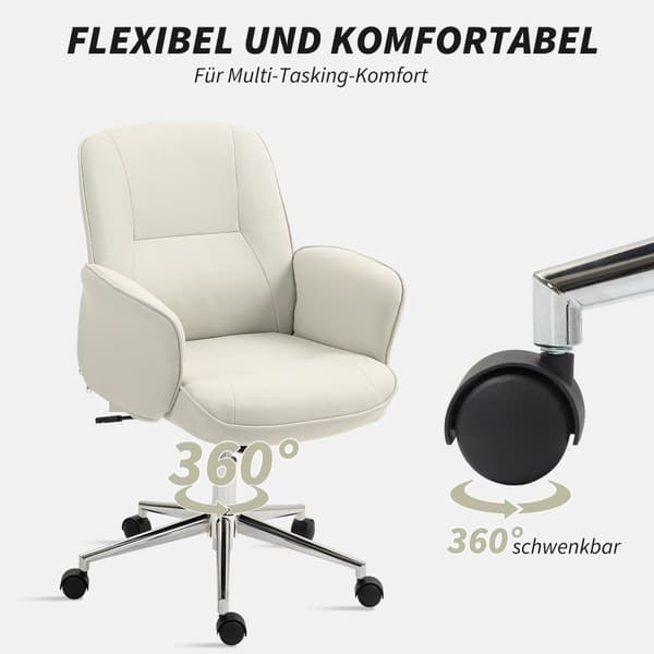 Kontorsstol, 67x69x92-102 cm, Kräm Vit
