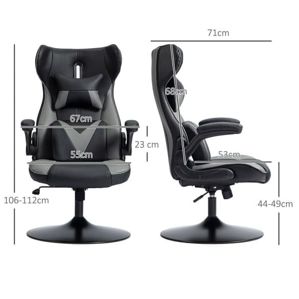 Gamingstol, 67x71x106-112 cm, Svart+Grå