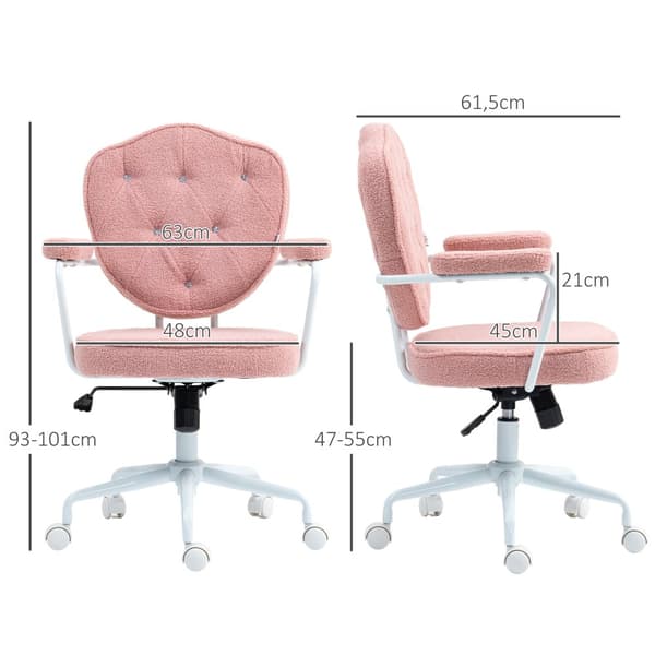 Kontorsstol, 63x61.5x93-101 cm, Rosa