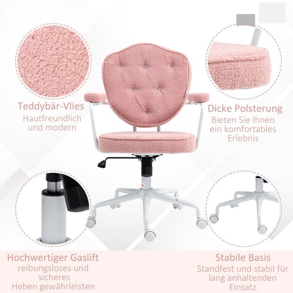 Kontorsstol, 63x61.5x93-101 cm, Rosa