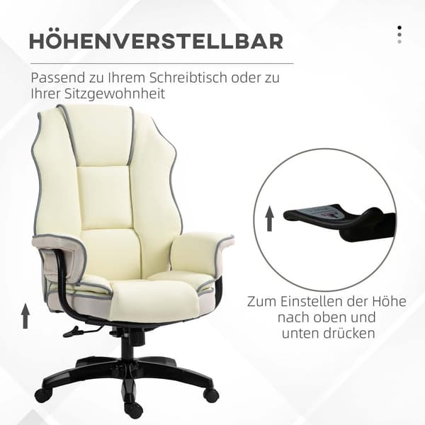 Ergonominen toimistotuoli, 76x80x118-124 cm, Kermaväri