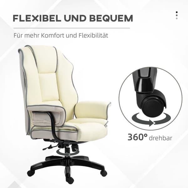 Ergonominen toimistotuoli, 76x80x118-124 cm, Kermaväri