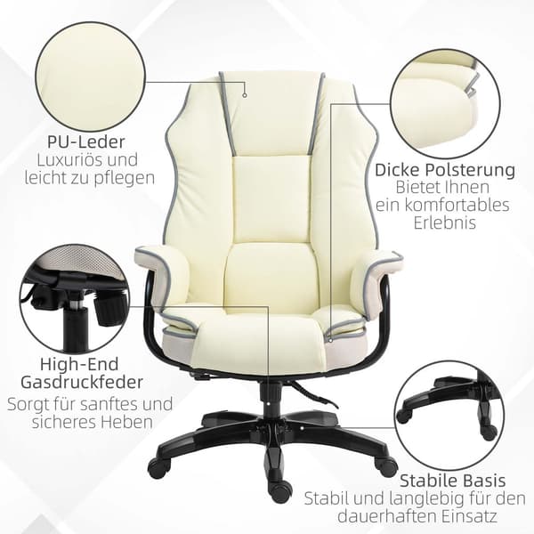 Ergonominen toimistotuoli, 76x80x118-124 cm, Kermaväri