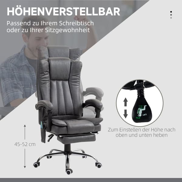 Kontorsstol, 62x70x113-120 cm, Grå
