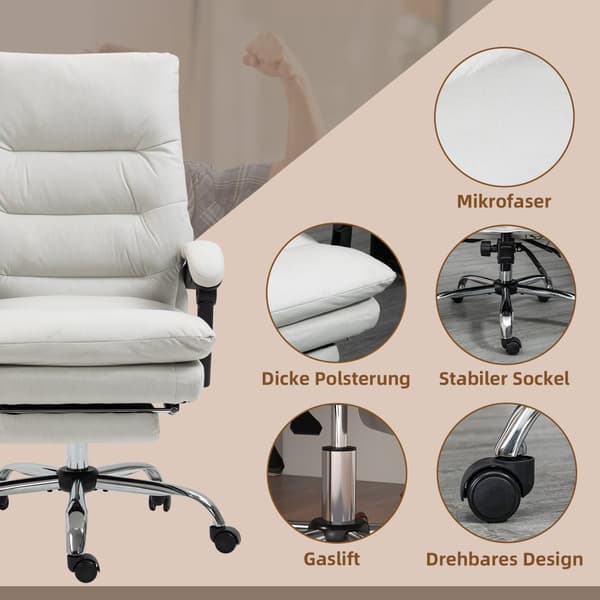 Kontorstol, 65x72x109-117 cm, Creme Hvid