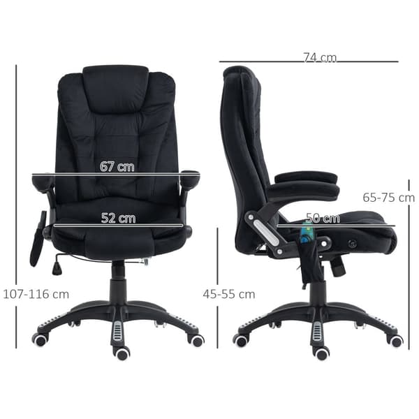 Massage Kontorstol, 67x74x107-116 cm, Sort