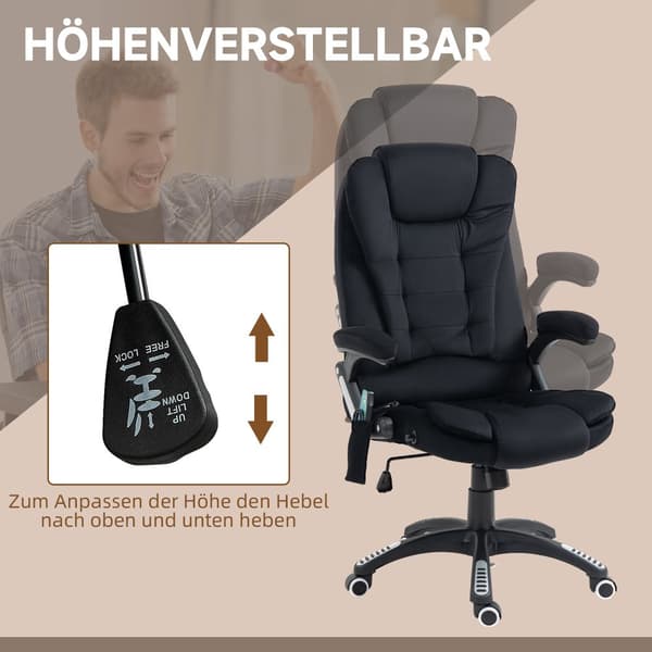 Massage Kontorstol, 67x74x107-116 cm, Sort