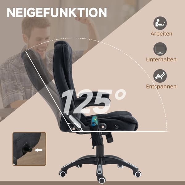 Massage Kontorstol, 67x74x107-116 cm, Sort