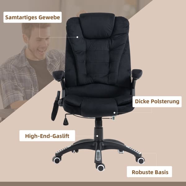 Massage Kontorstol, 67x74x107-116 cm, Sort