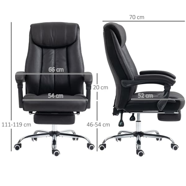 Ergonomisk Kontorsstol, 66x70x111-119 cm, Svart