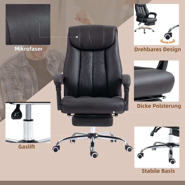Ergonomisk Kontorsstol, 66x70x111-119 cm, Svart