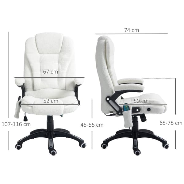 Massage Kontorstol, 67x74x107-116 cm, Hvid