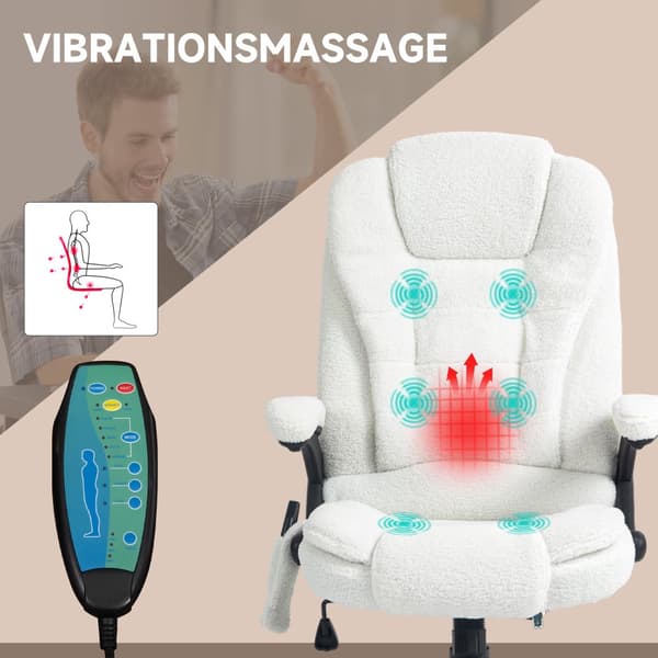 Massage Kontorstol, 67x74x107-116 cm, Hvid