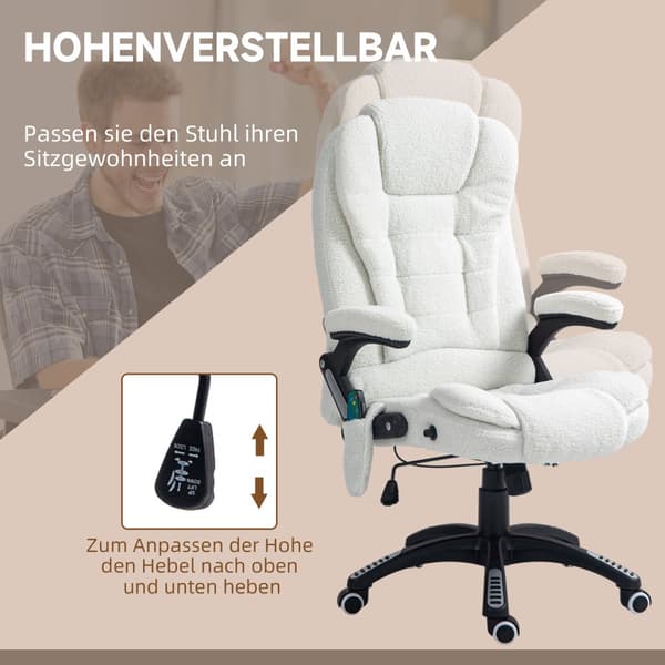 Massage Kontorstol, 67x74x107-116 cm, Hvid