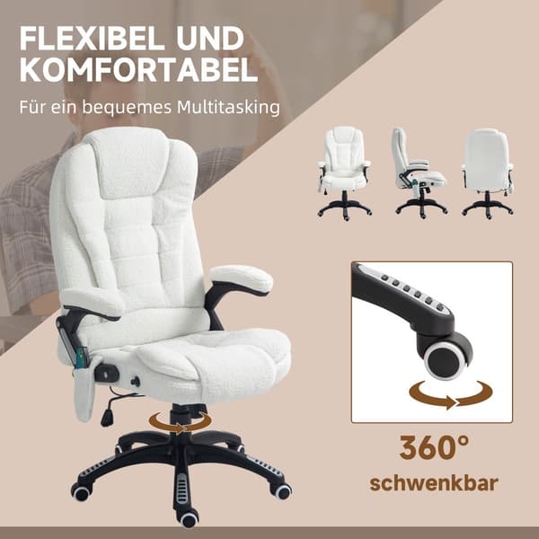Massage Kontorstol, 67x74x107-116 cm, Hvid