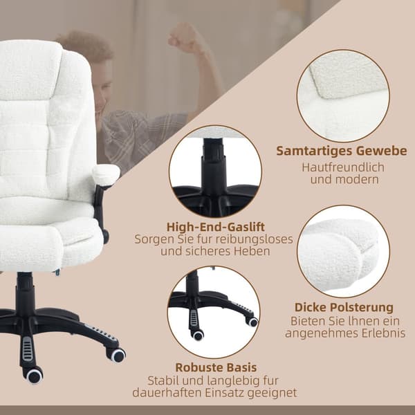 Massage Kontorstol, 67x74x107-116 cm, Hvid