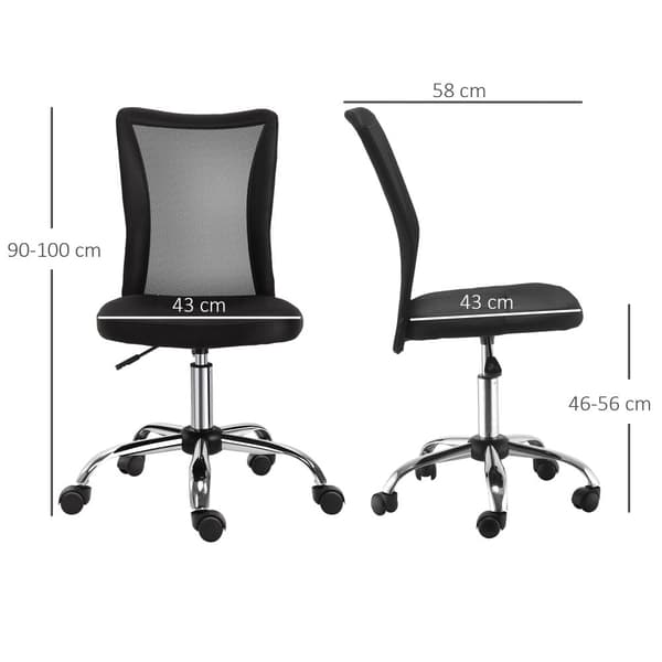 Kontorstol, 43x58x90-100 cm, Sort