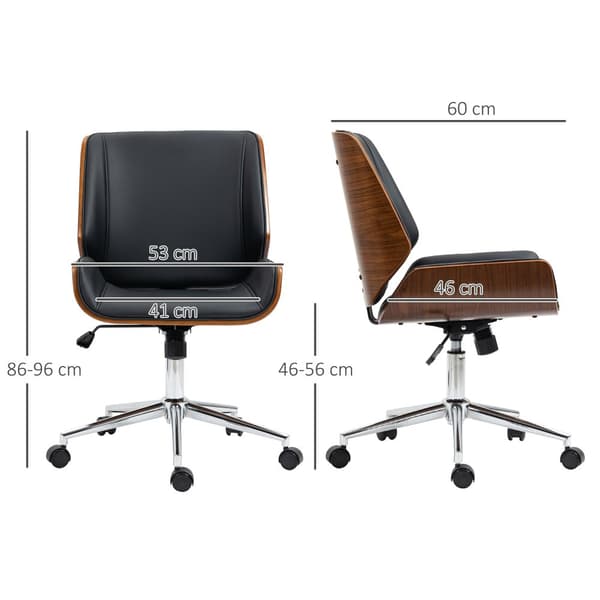Kontorstol, Retro, 53x60x86-96 cm, Sort