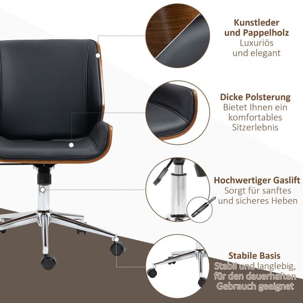 Kontorstol, Retro, 53x60x86-96 cm, Sort