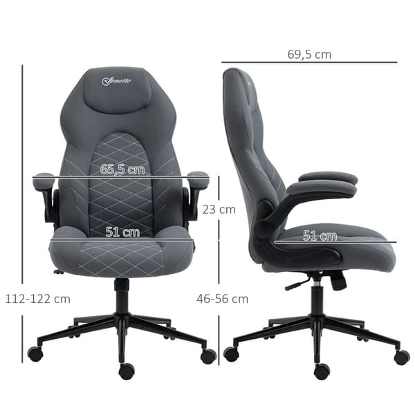 Ergonomisk Kontorsstol, 65.5x69.5x112-122 cm, Mörkgrå