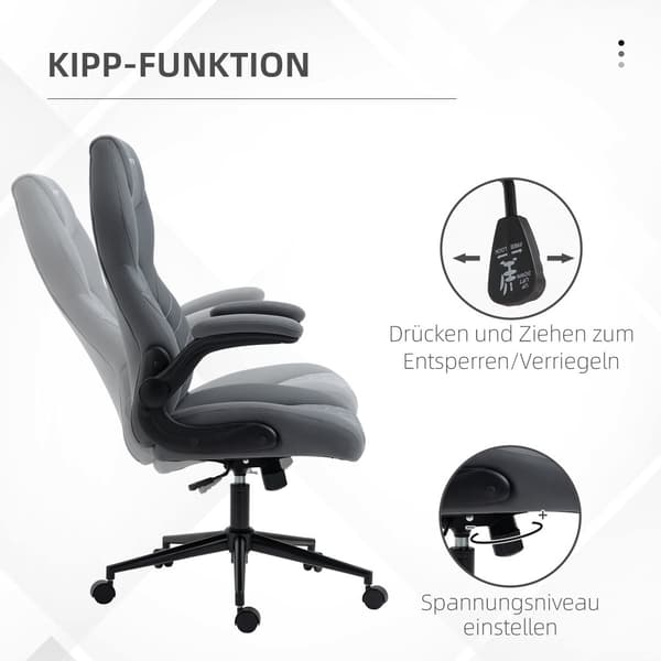 Ergonomisk Kontorsstol, 65.5x69.5x112-122 cm, Mörkgrå