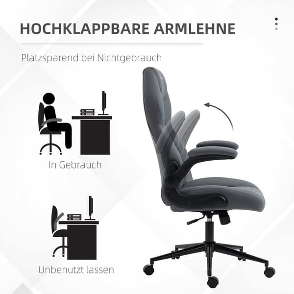 Ergonomisk Kontorsstol, 65.5x69.5x112-122 cm, Mörkgrå