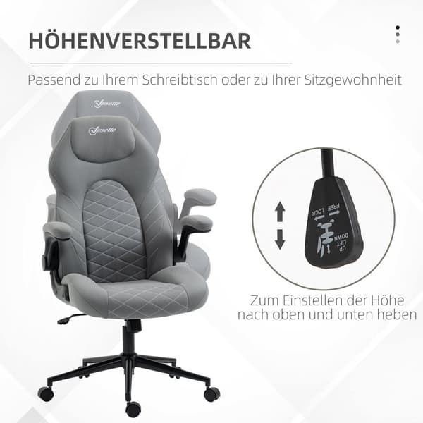 Kontorstol, 65,5L x 69,5B x 112-122H cm, Lysegrå