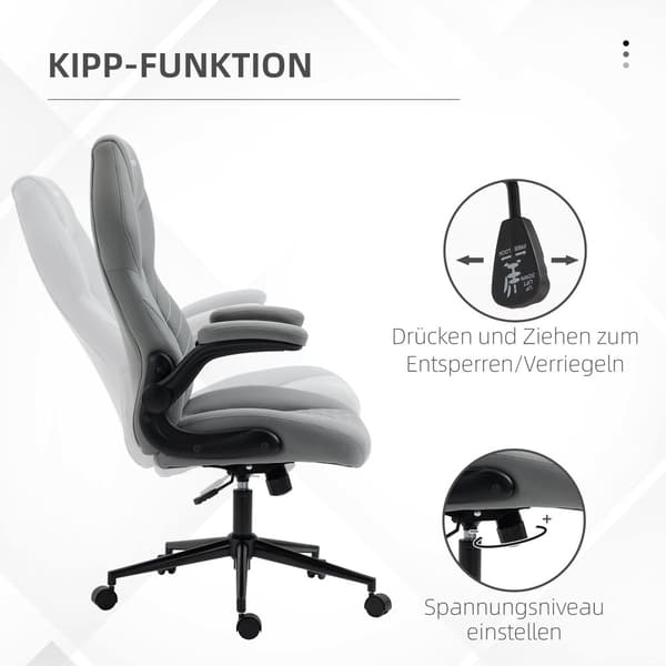 Kontorstol, 65,5L x 69,5B x 112-122H cm, Lysegrå