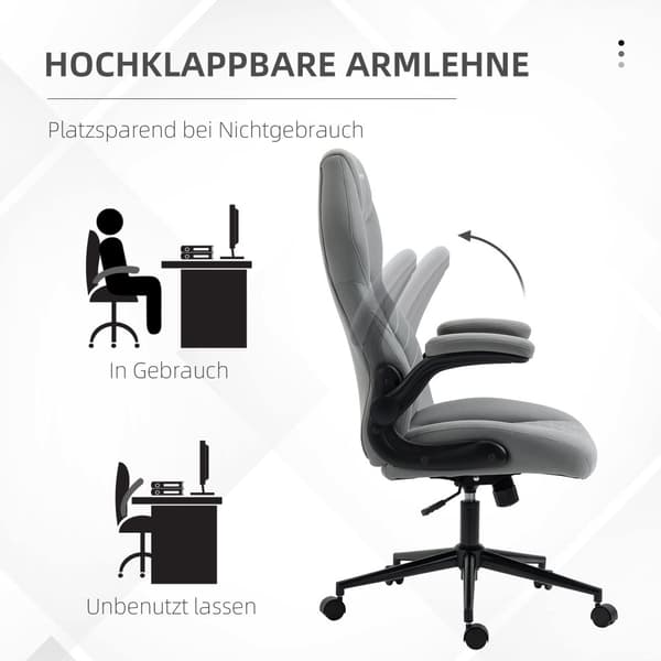 Kontorstol, 65,5L x 69,5B x 112-122H cm, Lysegrå