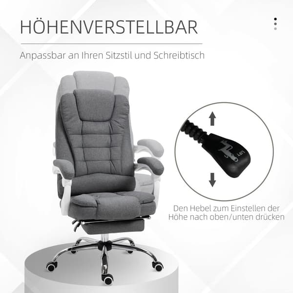 Kontorsstol, 65x70x110-118 cm, Grå