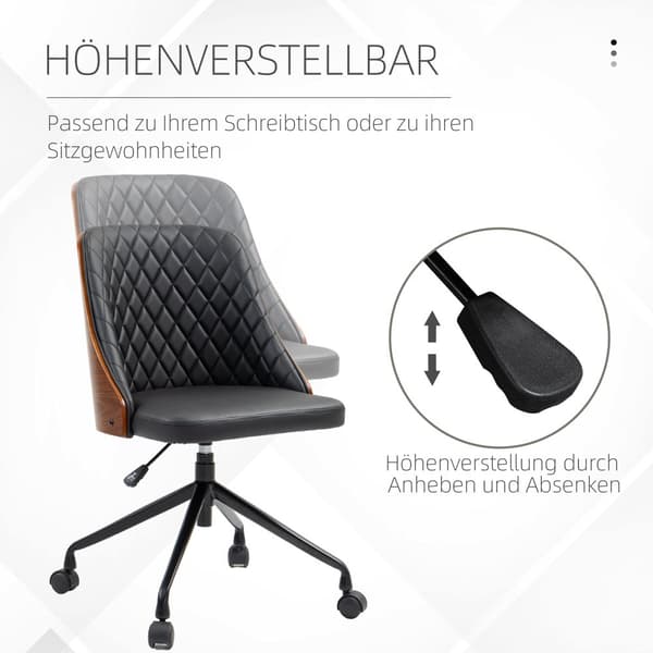 Kontorsstol, 48.5x54.5x81-87 cm, Svart