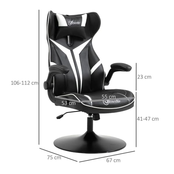 Spelstol, 67x75x106-112 cm, Svart och Vit