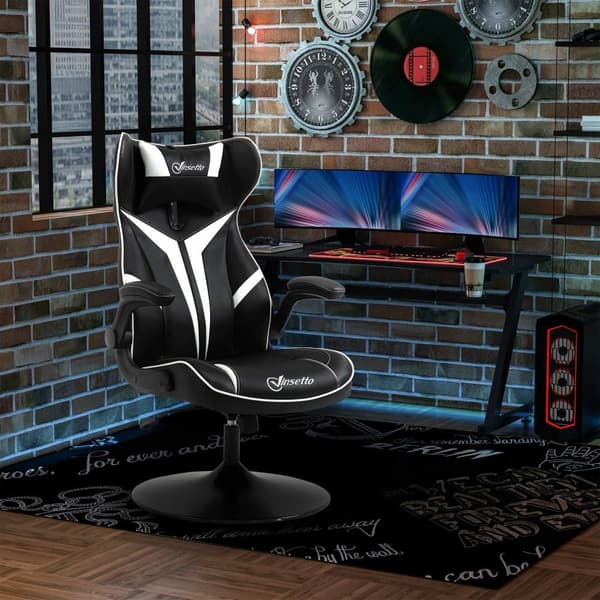 Spelstol, 67x75x106-112 cm, Svart och Vit