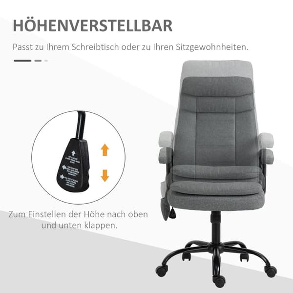 Massage Kontorstol, 63x70x112-121 cm, Grå