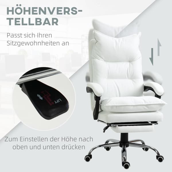 Kontorsstol, 66x72x122-130 cm, Vit