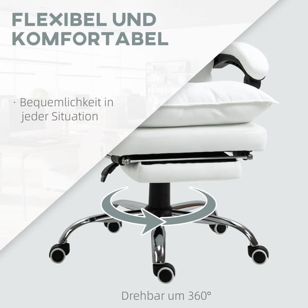 Kontorsstol, 66x72x122-130 cm, Vit
