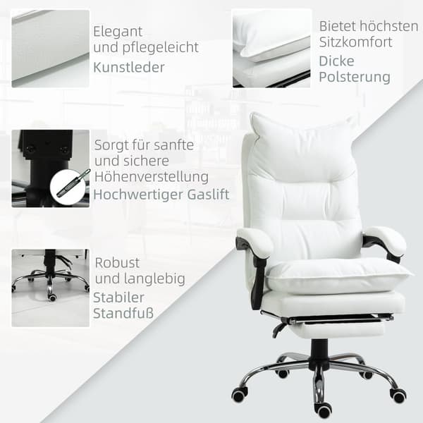 Kontorsstol, 66x72x122-130 cm, Vit