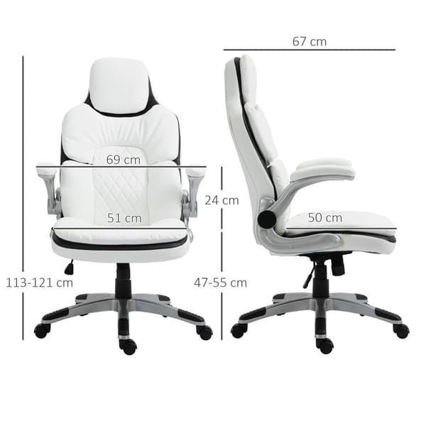Toimistotuoli, Ergonominen, 69x67x113-121 cm, Valkoinen
