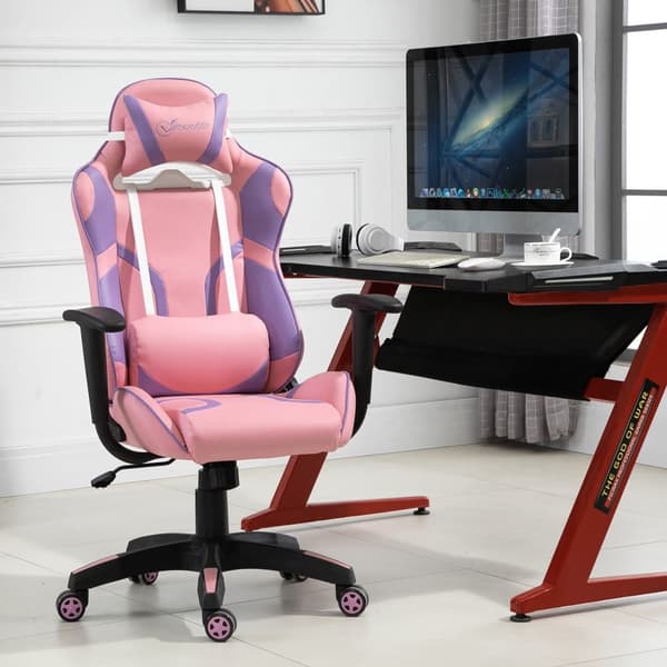 Gaming Stol, 69x56x125.5 cm, Pink & Lilla