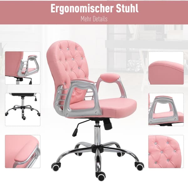 Kontorsstol, 59.5x60.5x95-105 cm, Rosa