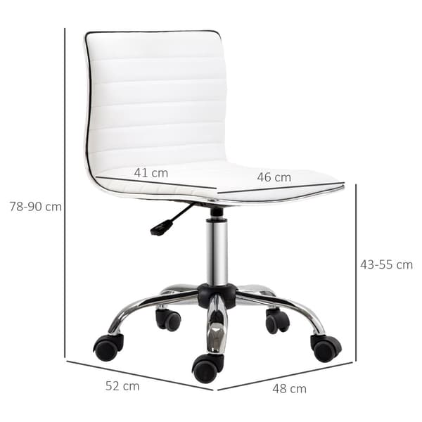 Kontorstol, 48x52x78-90 cm, Hvid
