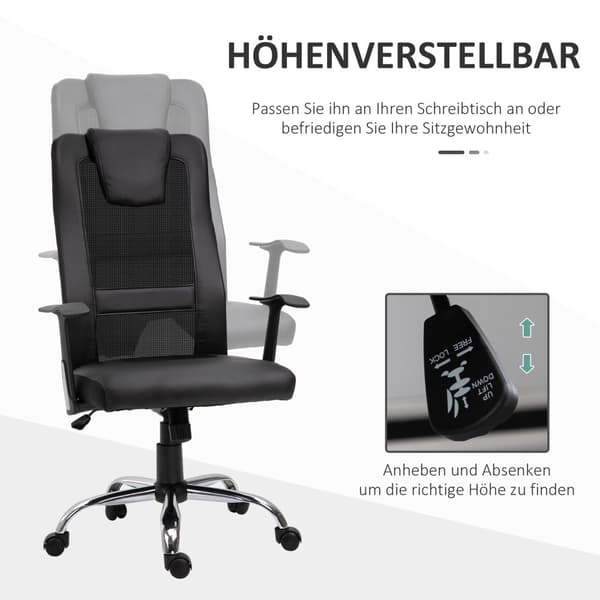 Ergonomisk Kontorsstol, 66x73x108-118 cm, Svart