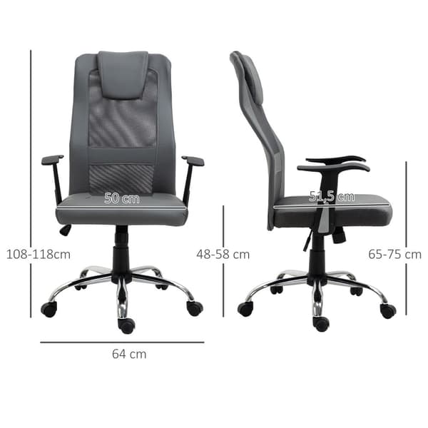 Ergonomisk Kontorsstol, 66x73x108-118 cm, Grå