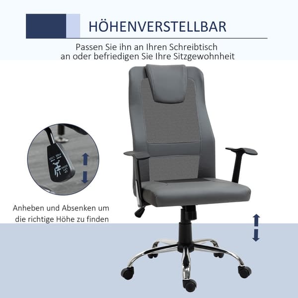 Ergonomisk Kontorsstol, 66x73x108-118 cm, Grå