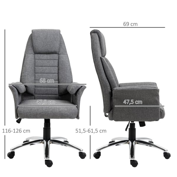 Justérbar Kontorsstol, 68x69x116-126 cm, Grå