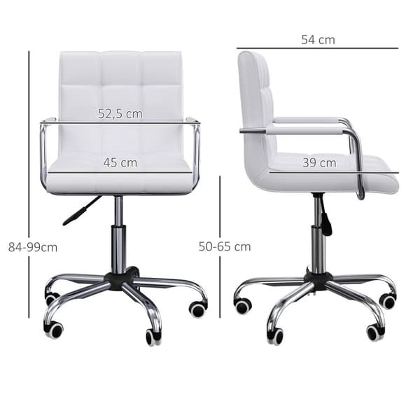 Kontorstol, 52.5x54x84-99 cm, Hvid