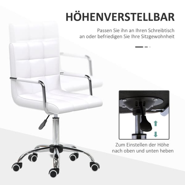 Kontorstol, 52.5x54x84-99 cm, Hvid