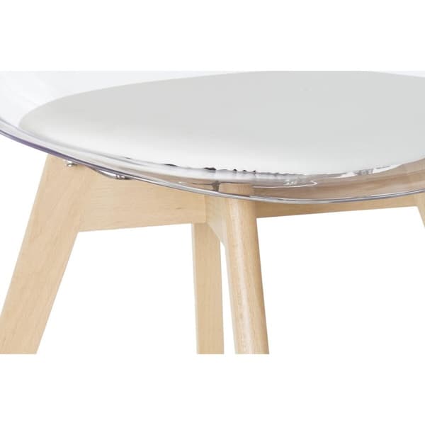 Matsalsstol DKD Home Decor Vit Transparent Naturell Trä Polykarbonater 54 x 47 x 81 cm