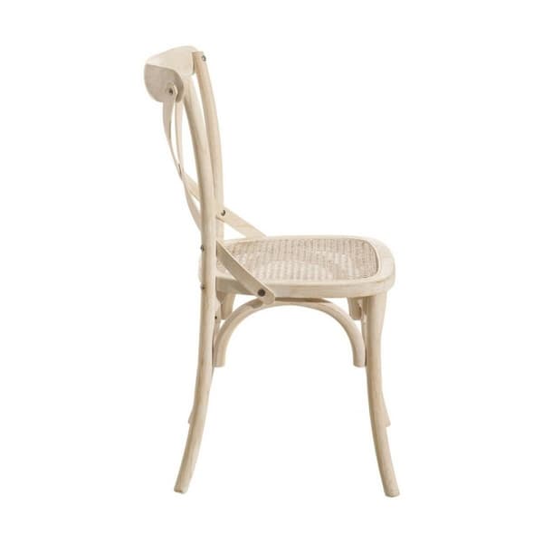 Matsalsstol 45 x 42 x 87 cm Trä Vit Rattan