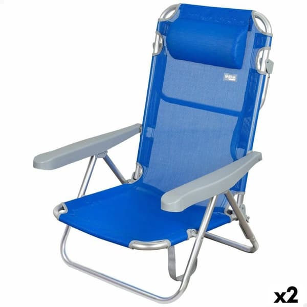 Fällbar stol med nackstöd Aktive Gomera Blå 48 x 84 x 46 cm (2 antal)